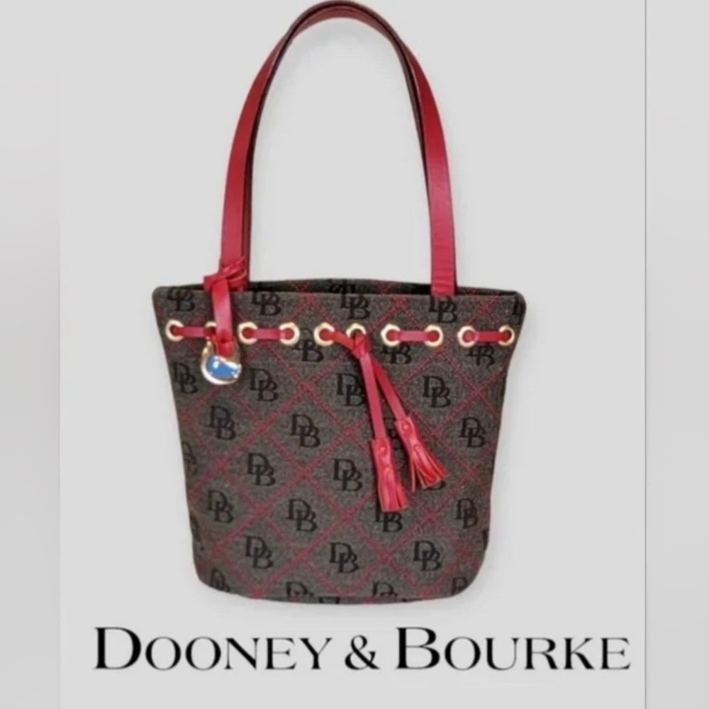 Dooney & Bourke Monogram Red and Black Tote
